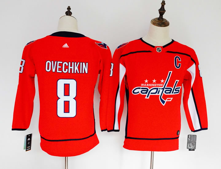 Youth Capitals 8 Alexander Ovechkin Red Adidas Stitched Jersey